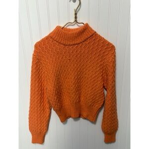 AMO Helen Orange Melon Cable Knit Alpaca Wool Sweater Womens Size Extra Small XS